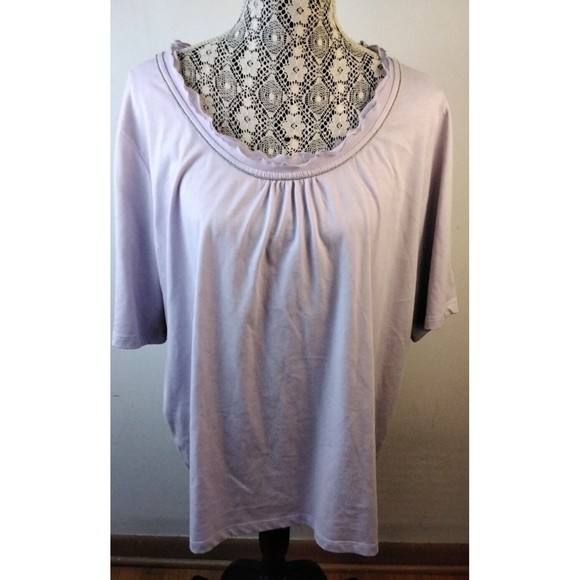 Hasting & Smith Lavender Detailed Collar Short Sleeve Top Size 3X - Picture 1 of 5